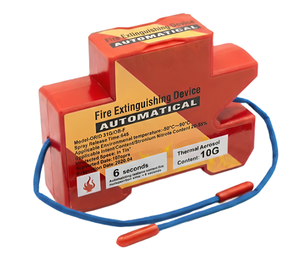 Din rail aerosol fire extinguisher
